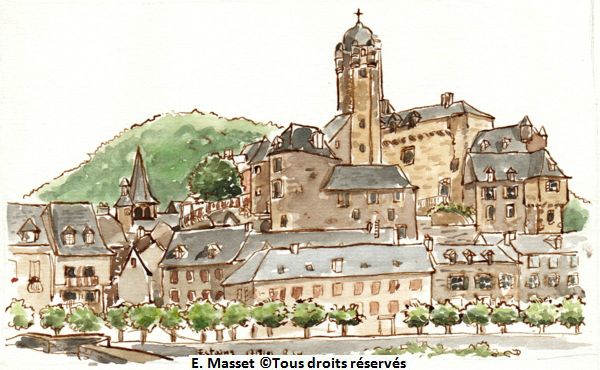 Estaing. depuis le pont. Août 2001. Collection privée