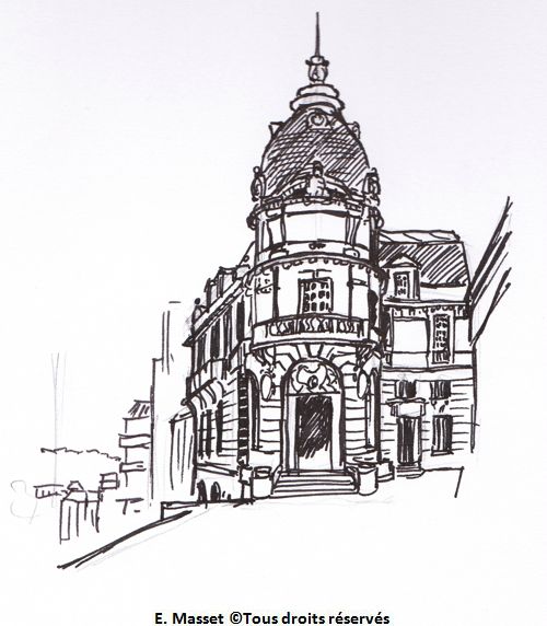 AngoulêmeUne banque. Croquis au stylo. Juin 2016.