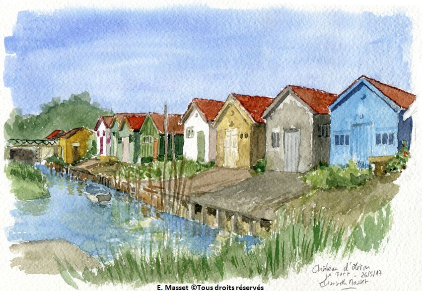Ile d'Oléron. Château d'Oléron. Crayon et aquarelle. Mai 2017.
