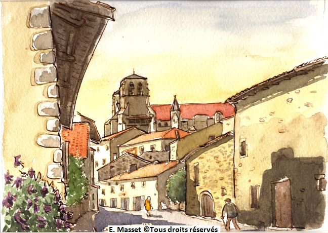 Une rue à la Chaise Dieu (Auvergne), en fin de journée. Août 2006. Collection Piquet-Bonfils