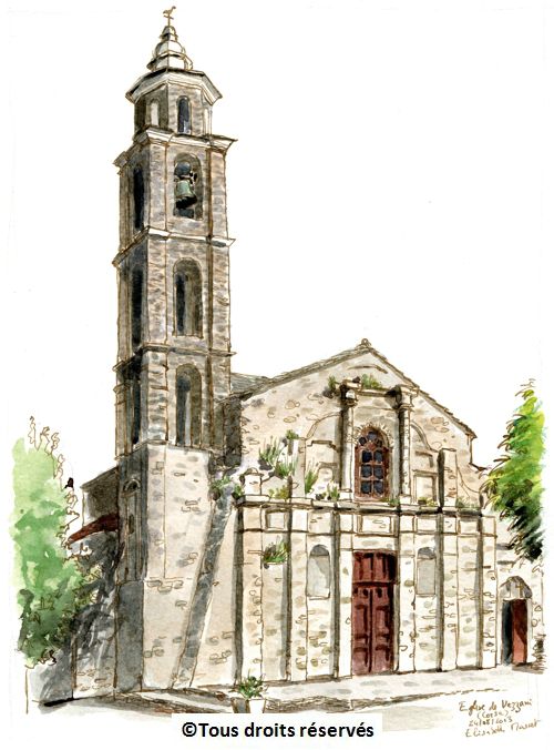 L'église de Vezzani en Corse.Pour Daniel et Isabelle, mes amis corses. Août 2013.