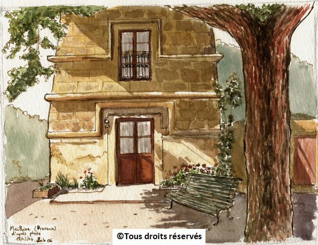 Une maison à Maillane, en Provence. Réalisée en Provence, mais d'après photo. Février 2006. Collection Piquet-Bonfils  