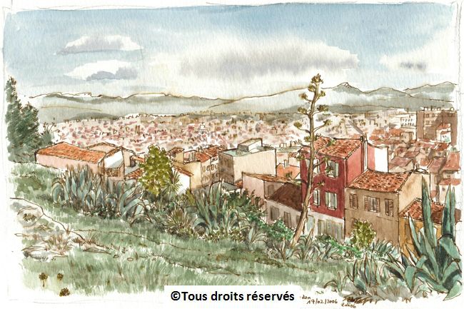 La rue du Bourdon à Marseille, en contrebas de Notre Dame de la Garde, côté Nord. Février 2006.