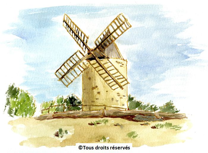 Le Moulin de Porquerolles Paradoxalement, pas grand chose à dessiner sur l'île. Juillet 2014.