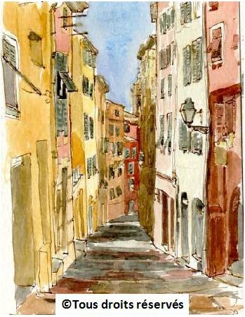 Le vieux Nice, un régal de couleurs, lors de mon tour de France en moto. Septembre 1998.Collection Michèle et Jacques Masset. 