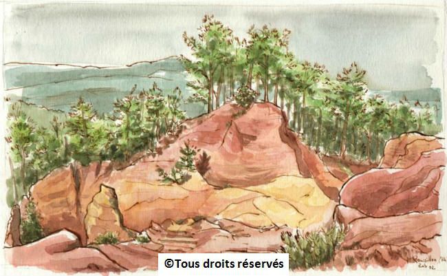 Les carrières d'ocre de Roussillon (Vaucluse). Sans soleil... Juillet 2002.