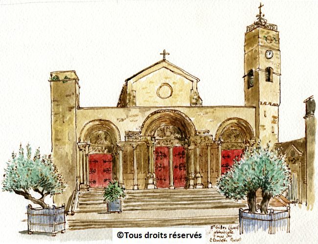 L'abbatiale de Saint Gilles, halte sur le chemin de Compostelle. Mai 2011.