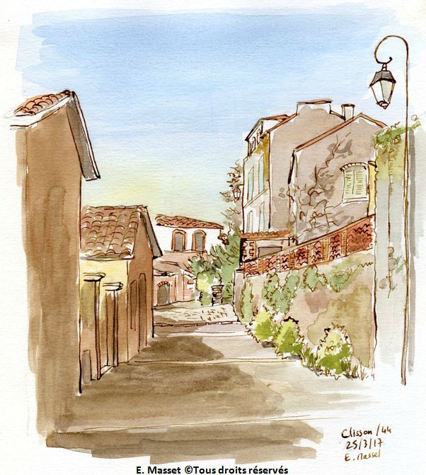 Clisson, une rueCroquis au stylo et aquarelle. Mars 2017.