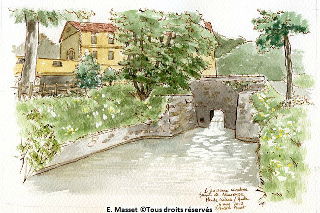 L'ancienne minoterie au seuil de Naurouze.Point culminant du canal de midi, cet endroit récupère l'eau amenée depuis les montagnes pour alimenter le canal, qui coule d'un côté vers l'ouest, de l'autre vers l'est...  Mai 2012.