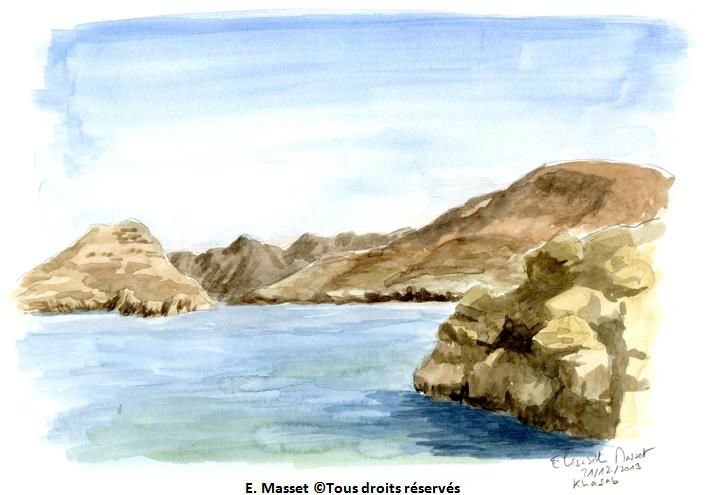 Le fjord dans les environs de Khasab, Sultanat d'Oman.Au bord du détroit d'Ormuz, pour situer. Décembre 2013.