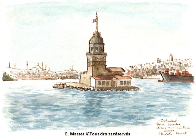 Istanbul, la tour Léandre, vue de la rive asiatique Mai 2007.