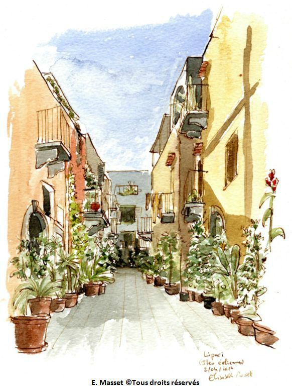 Une rue à Lipari. Avril 2014