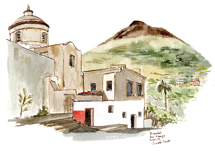 L'Eglise de San Vicenzo à Stromboli. Avril 2014.