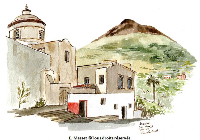 L'Eglise de San Vicenzo à Stromboli. Avril 2014.