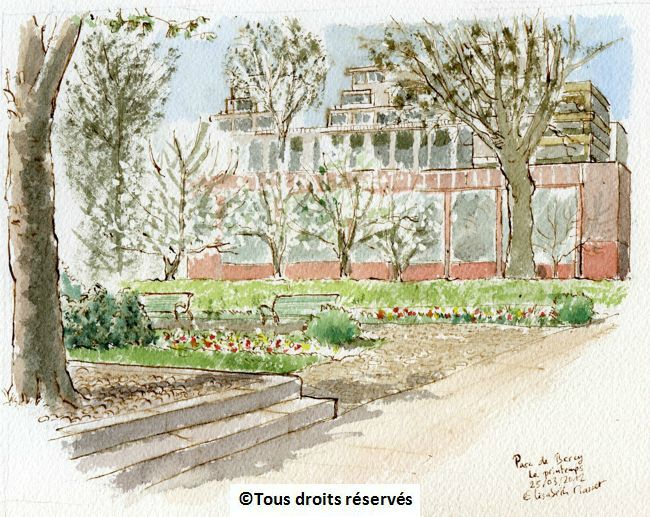 Paris, le jardin Rabin dans le parc de Bercy. C'est le printemps !Mars  2012. 