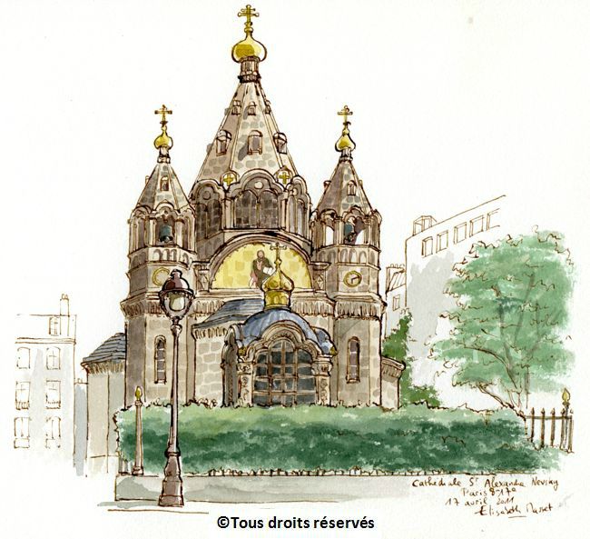 Paris 17eme, cathédrale St Alexandre Nevski.Quelle découverte, au détour d'une rue ! Juillet 2011.