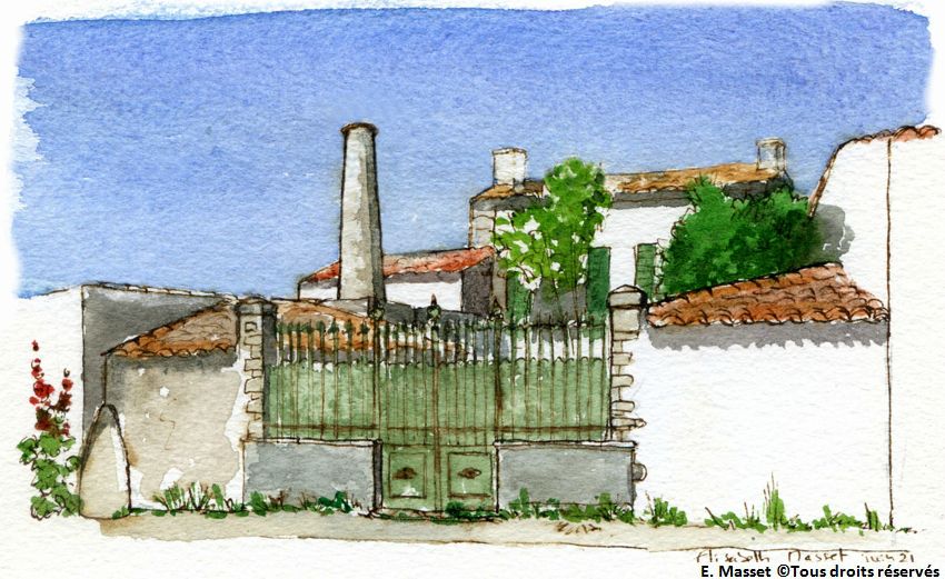 Une maison à St ClémentIl y avait là une blanchisserie, autrefois, d'où la cheminée. Juin 2021
